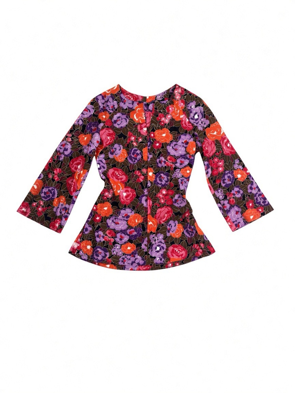 Girls Floral Peplum Top in Purple & Red